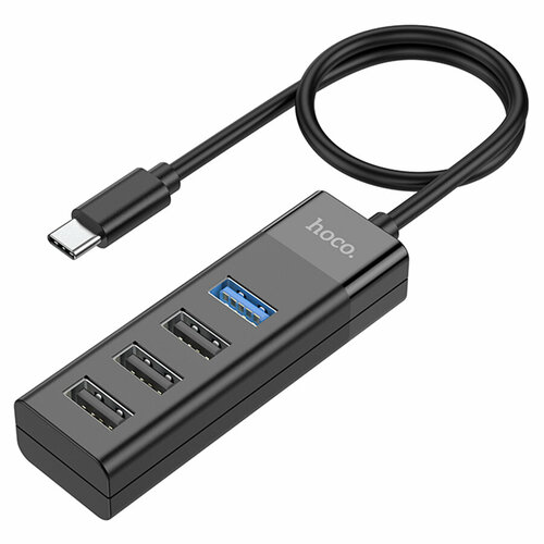 USB HUB разветвитель HOCO HB25 Easy 4 в 1 Type-C (m) - USB3.0 (f) + 3xUSB2.0 (f), черный хаб hoco hb25 easy mix 4 in 1 converter type c to usb3 0 usb2 0 3 black