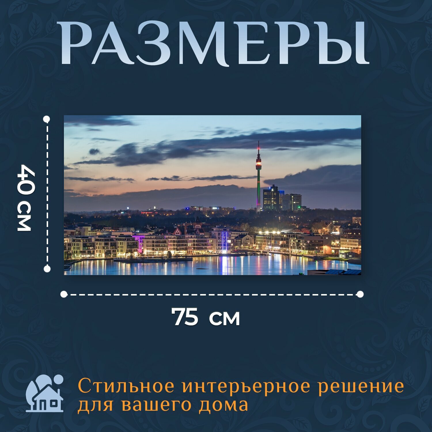 Картина на холсте "Город, городской ландшафт, панорама" на подрамнике 75х40 см. для интерьера