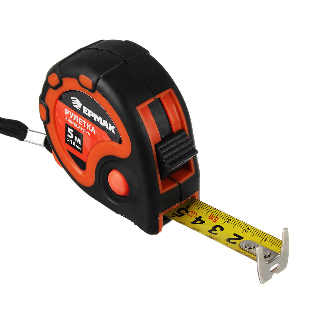 фото Ермак Рулетка, 3 фиксатора, двукомп. корпус, 5м х 19мм