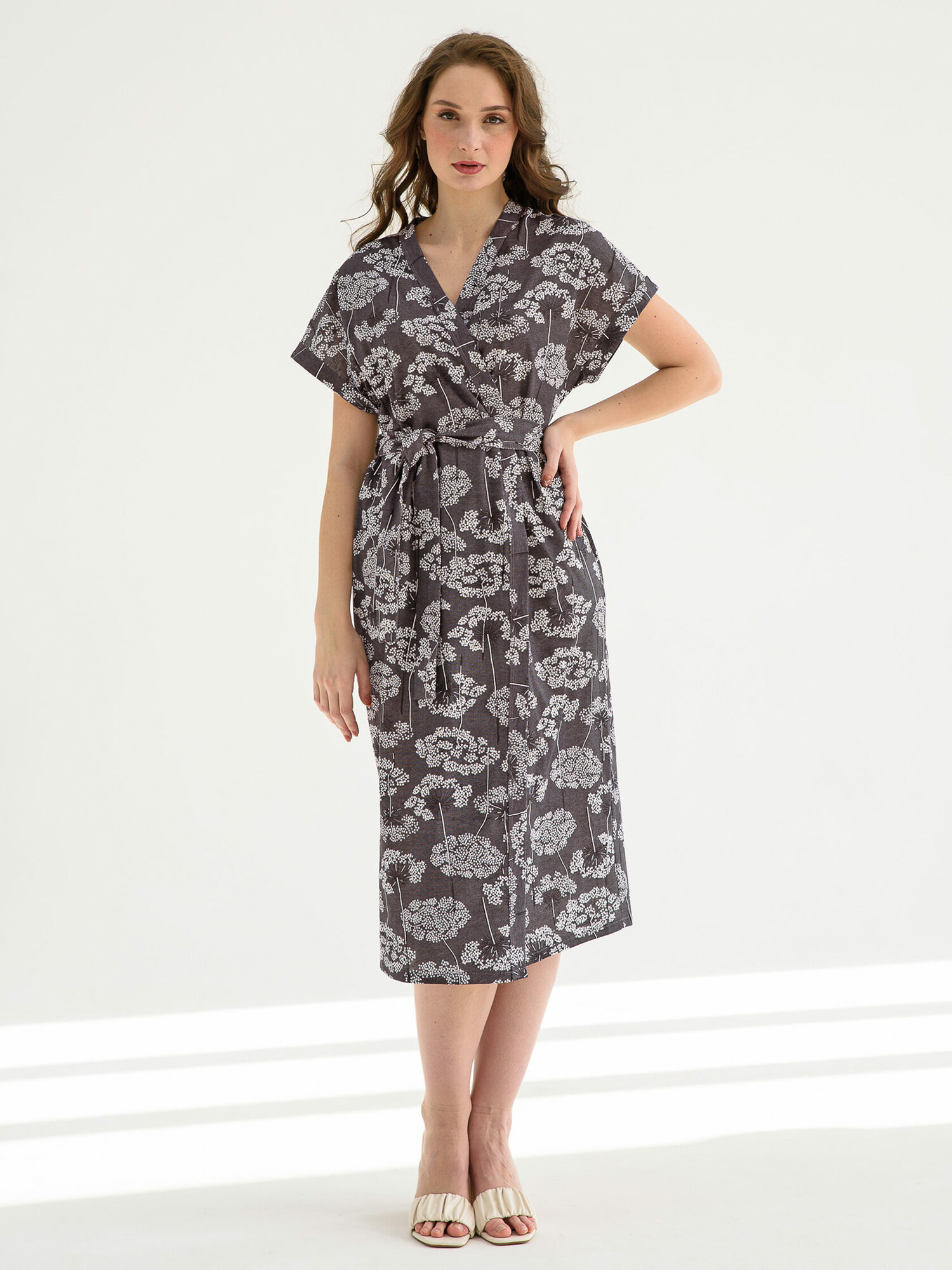 фото Женский халат Луговые цветы Зеленый 56 Кулирка Оптима трикотаж