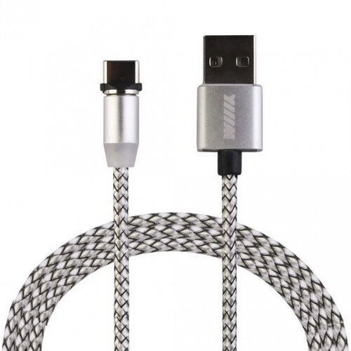 Кабель Wiiix USB-A - USB-C, CBM980-UTC-10S, 1 м, магнитный, серый