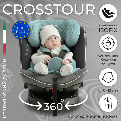 фото Автокресло группа 0123 (0-36) sweet baby crosstour 360 sps isofix grey/turquoise