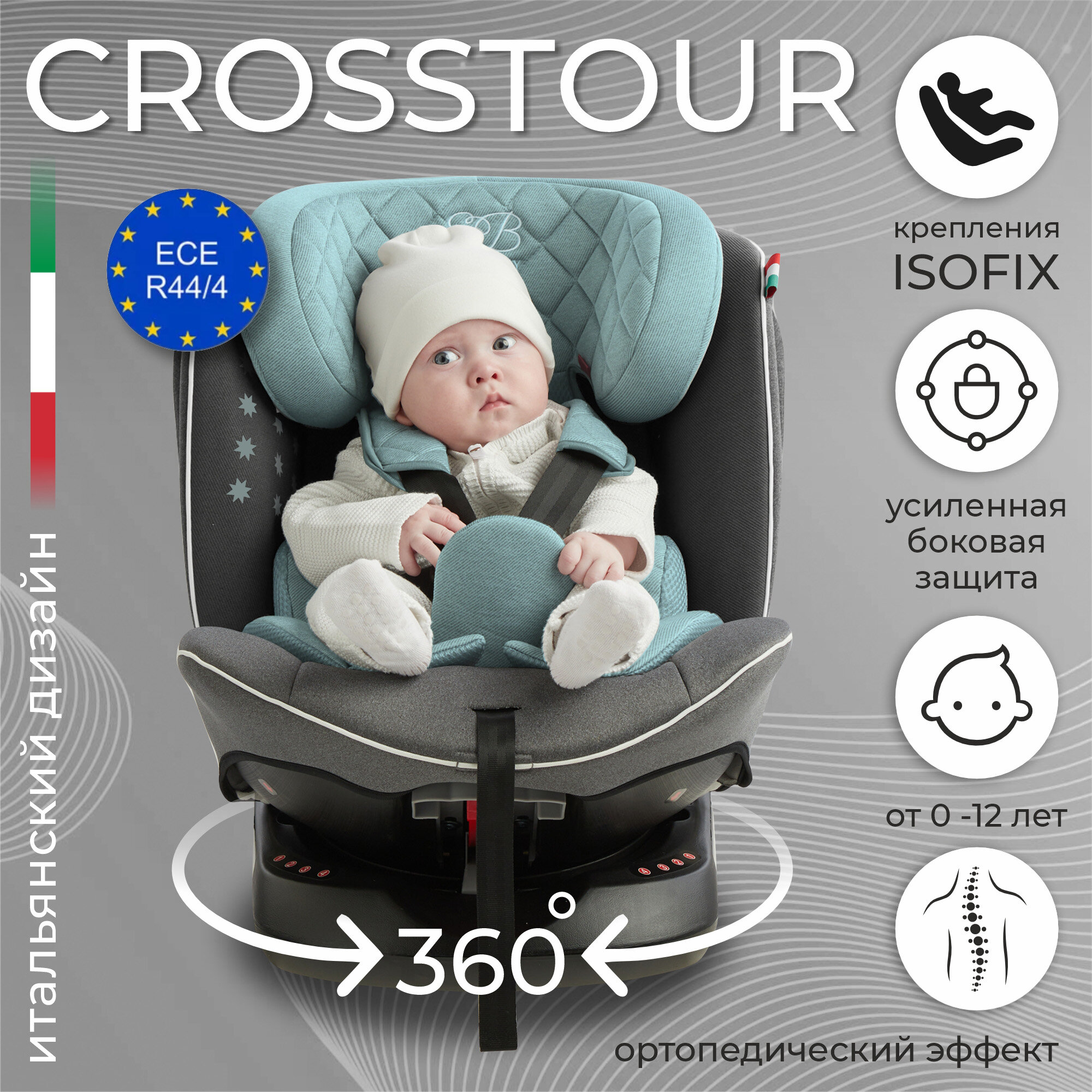   0123 (0-36) Sweet Baby Crosstour 360 SPS Isofix Grey/Turquoise