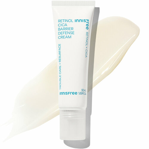 Крем для защиты барьера с ретинолом Innisfree Retinol Cica Barrier Defense Cream 50 мл набор средств для лица innisfree мини набор для ухода за проблемной кожей c ретинолом и торреей retinol cica