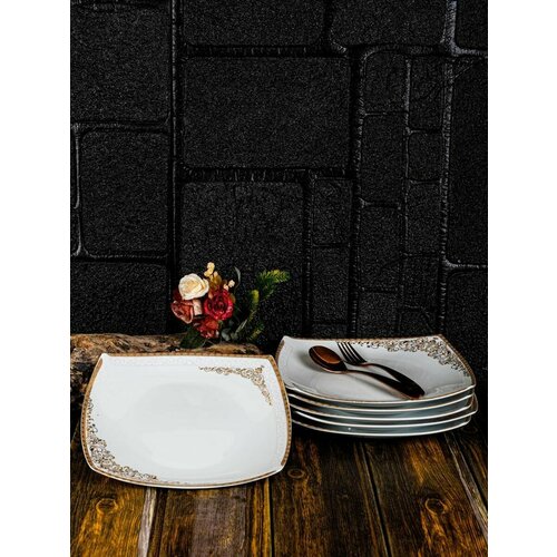 Набор плоских тарелок 25 см 6 шт фарфор 979B Duniyo