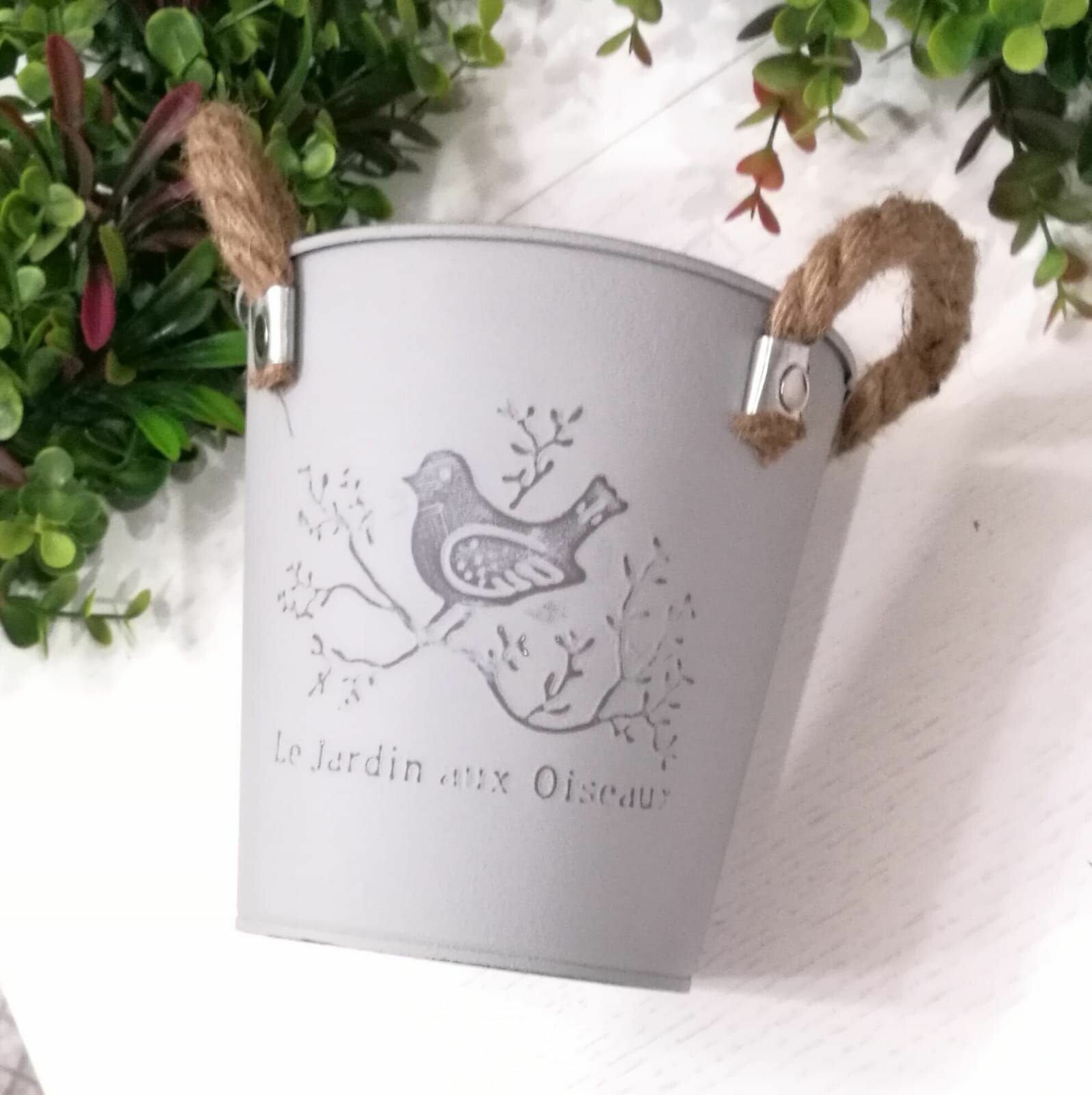 фото Декоративное кашпо 14см, металл, голубой