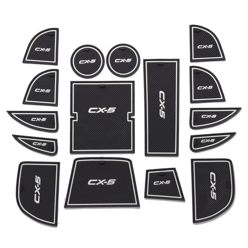 Силиконовые противоскользящие накладки MyPads на Mazda CX-5 2011-2015 в салон автомобиля на дверь подстаканник на подлокотник черно-белая флуоре 1126₽