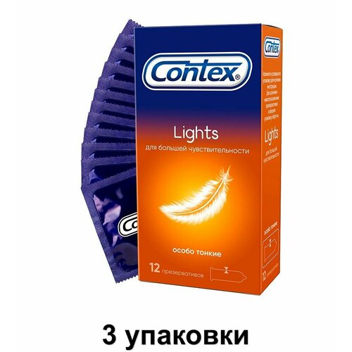 Contex Презервативы Lights, 12 шт, 3 уп презервативы contex relief рельефные 12шт