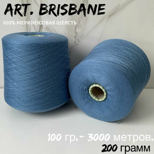 Итальянская бобинная пряжа для вязания Botto Giuseppe art. Brisbane нитки для вязания 100 % гребенной меринос, 200 грамм