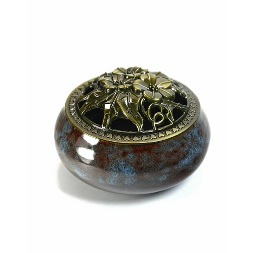 Древняя шкатулка - 9.5 см, цвет синий, керамика - для ценных вещей и украшений