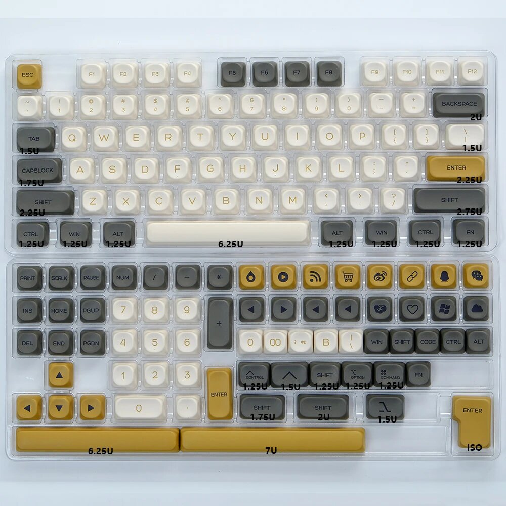 KBDiy KOA колпачки для клавиш PBT Снежная гора 134-142 шт Желтый, Glimmer-EN