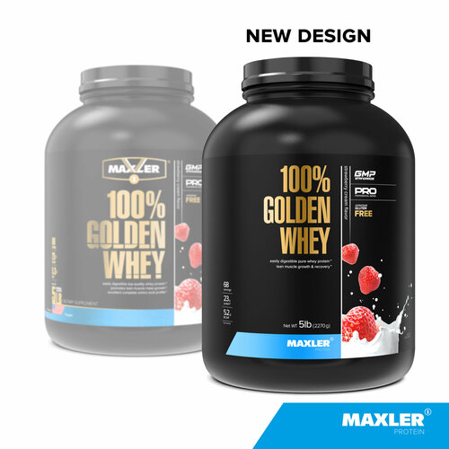 Протеин Maxler 100% Golden Whey New, 2270 гр., клубничный крем