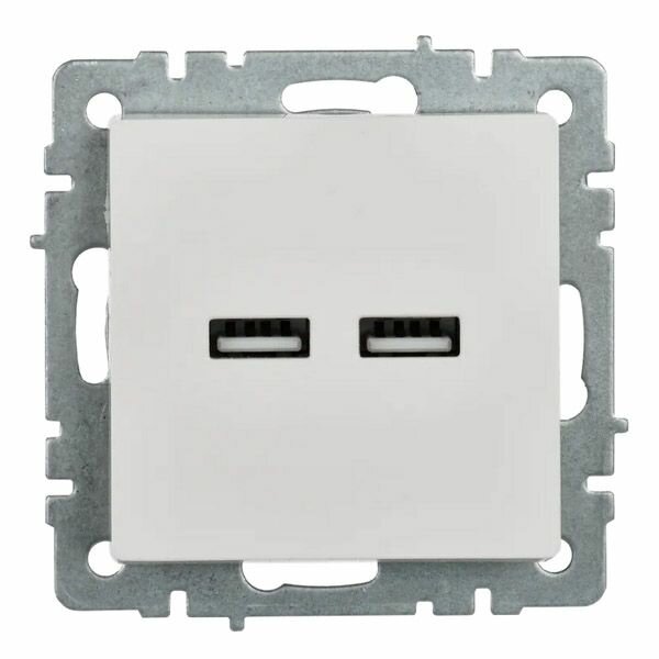 Розетка IEK BRITE USB A+A 3.1А РЮ10-1-БрБ белая - фото №3