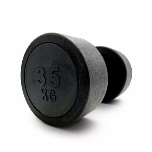 Гантель UNIX Fit PRO круглая обрезиненная 35 кг, металлическая спортивная гантель неразборная, 1 шт.