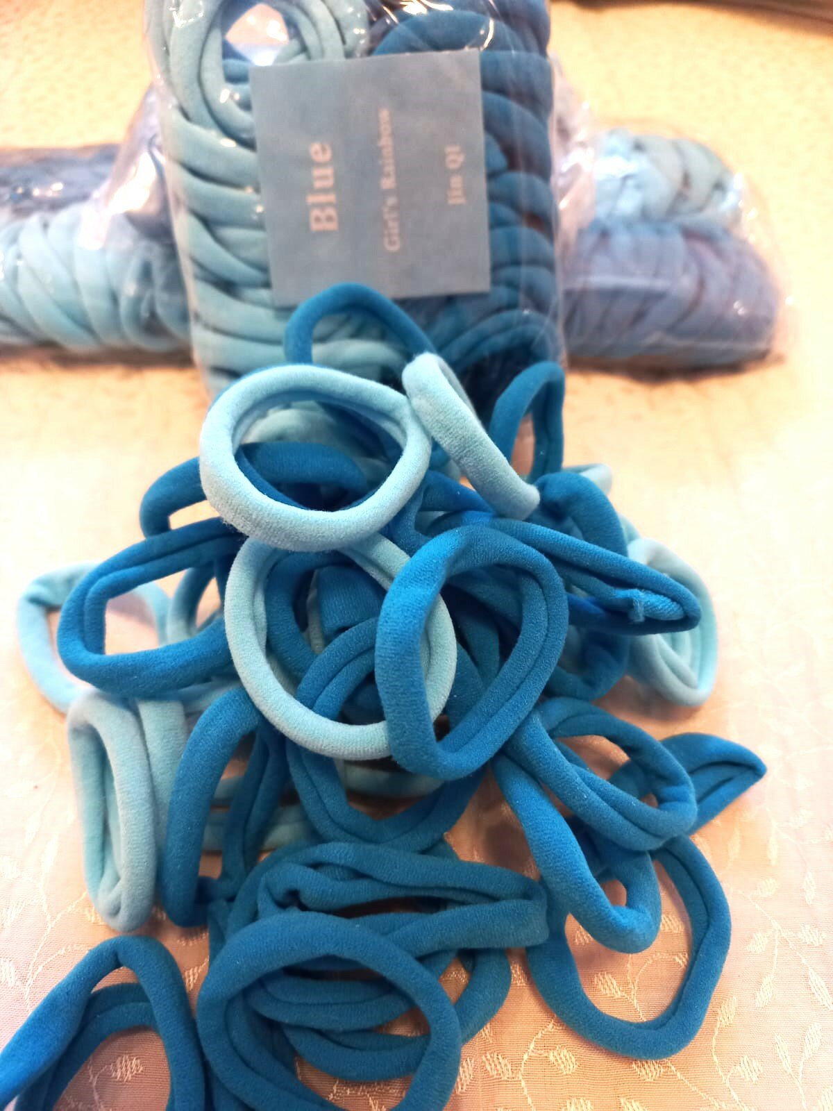 Набор резинок для волос, №4, 50шт, синий, голубой