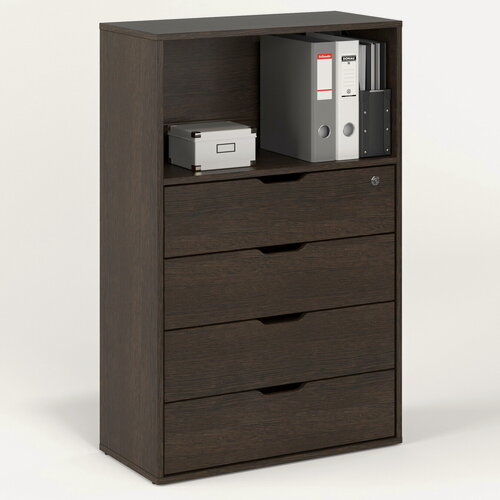 Изображение товара Стеллаж БАНГА-32 Венге, с ящиками и открытой полкой, (ВхШхГ) 108х69,8х32,6 см, ЛДСП