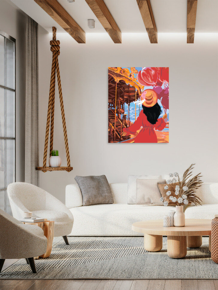 Картина по номерам "Девушка в парке развлечений" — фото 1