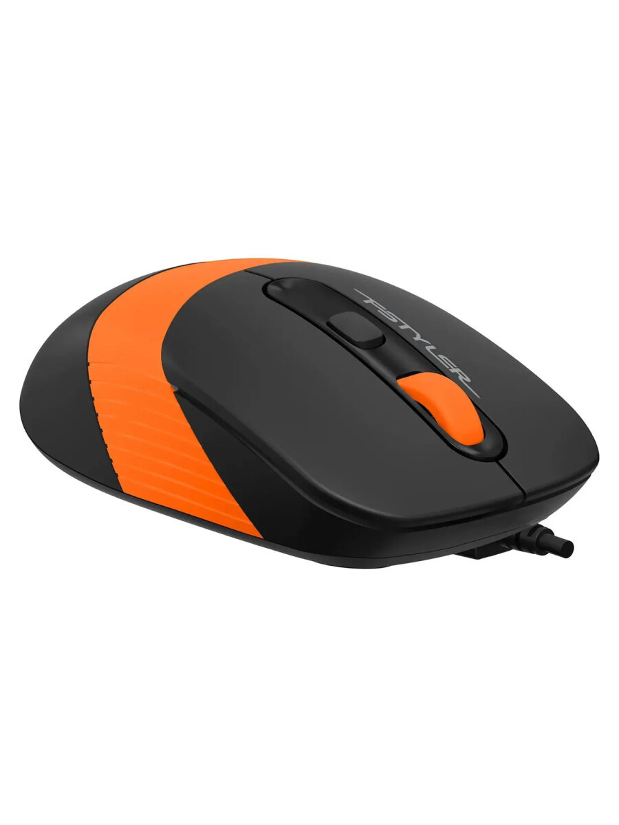 Мышь проводная A4Tech Fstyler FM10S black/orange (USB, оптическая, silent, 1600dpi, 3but) (FM10S USB ORANGE)