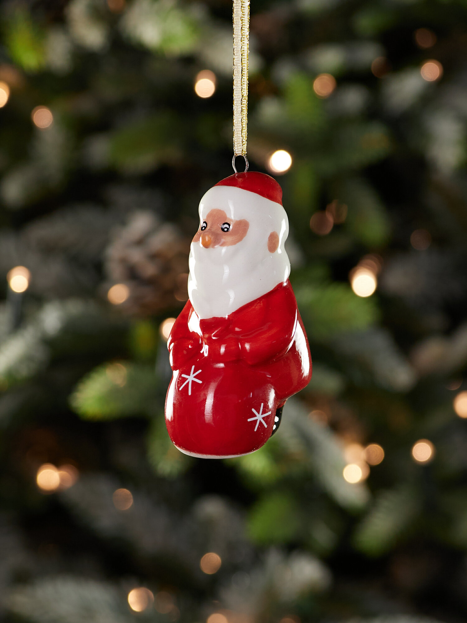 Елочная игрушка Лавка Чудес "Дедушка Мороз", фарфор, цвет белый/бежевый/красный — фото 1