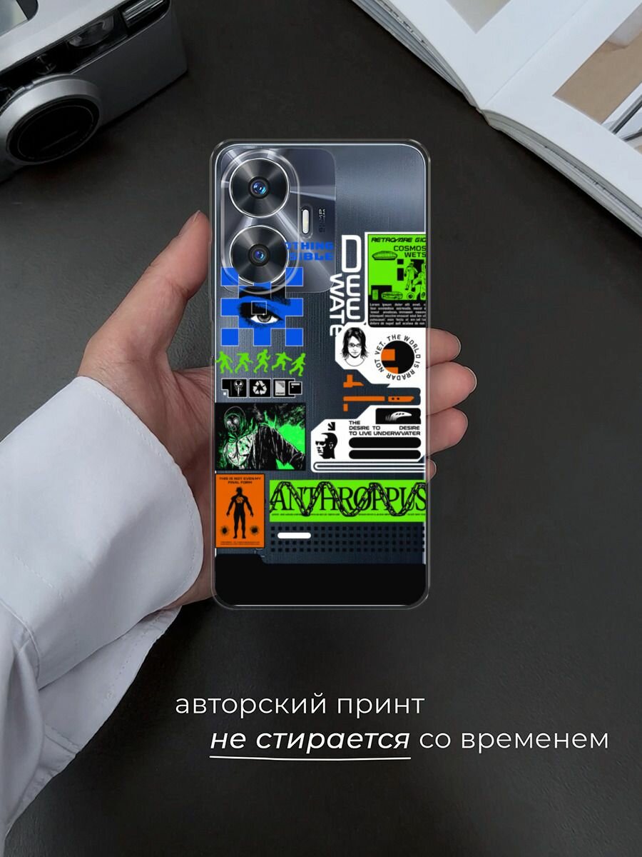 Чехол на Realme C55 / Реалми C55 с принтом "Nothing impossible", прозрачный — фото 1