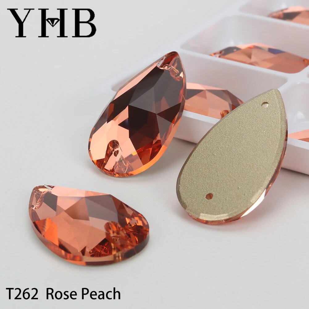 Швейные камни YHB Drop Moonlight Glass Lt Siam Crystal AB