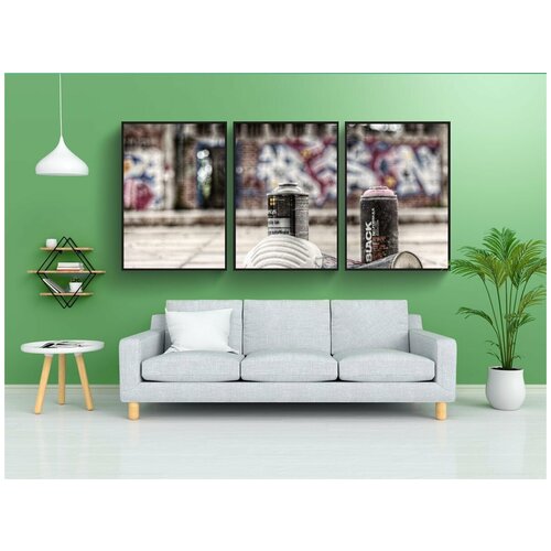 фото Набор модулных постеров для интерьера "граффити, опрыскиватель, аэрозольные баллончики" 60x90 см. в тубусе, без рамки lotsprints