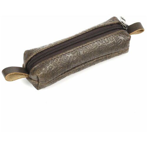 Ключница из натуральной кожи, брелок для ключей, карманная ключница, мужская и женская на молнии коричневый КЛБ-100-1861