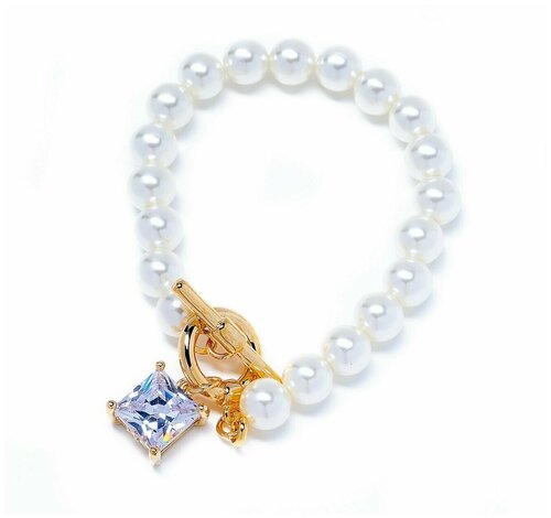Браслет Moon Paris, Ringo Queen, с жемчугом и подвеской кристаллом, MRQ-21.06-038 белый, 19