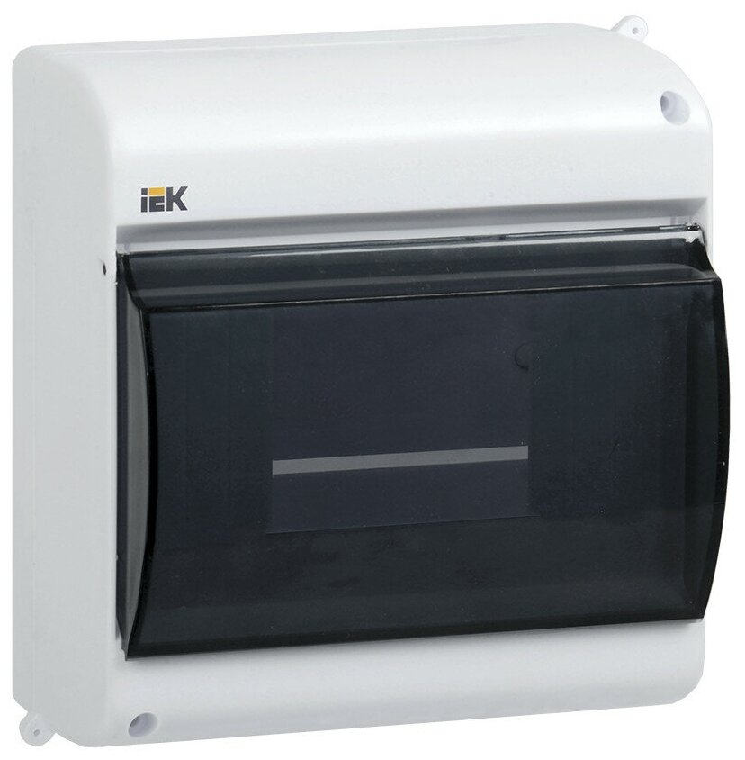 Бокс (щиток) на 6 автоматов 1 ряд пластиковый наружный IP30 прозрачная дверь КМПн 2/6 (IEK), арт. MKP42-N-06-30-09