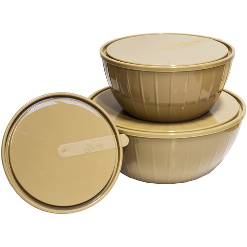 Набор салатников Giaretti Bono 5 л + 2,8 л + 1,7 л с крышками цвета сочный томат