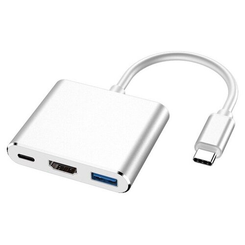 Адаптер-переходник-конвертер MyPads TP-145566 USB Type-C - HDMI/ USB 3.0/ USB Type-C для подключение к ноутбуку телевизору и проектору многопортовый адаптер rombica type c dock tc 00080