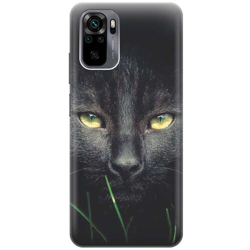 фото Ультратонкий силиконовый чехол-накладка для xiaomi redmi note 10 с принтом "кошка в темноте" gosso