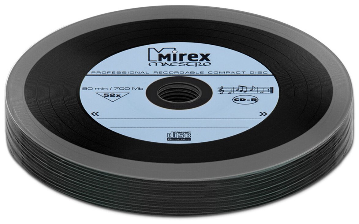 Диск Mirex CD-R 700Mb 52X MAESTRO Vinyl ("виниловая пластинка"), синий, упаковка 10 шт.