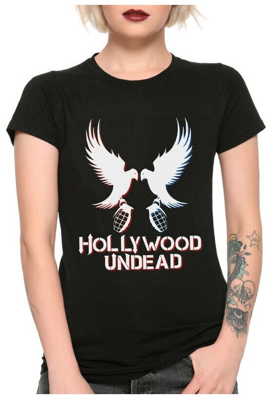 Футболка DreamShirts Лого Hollywood Undead Женская Черная 