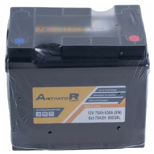 Стартерная аккумуляторная батарея AKTIVATOR Classic 6CT - 75 п.п. яп. ст. (75 Ah, EN 630A)