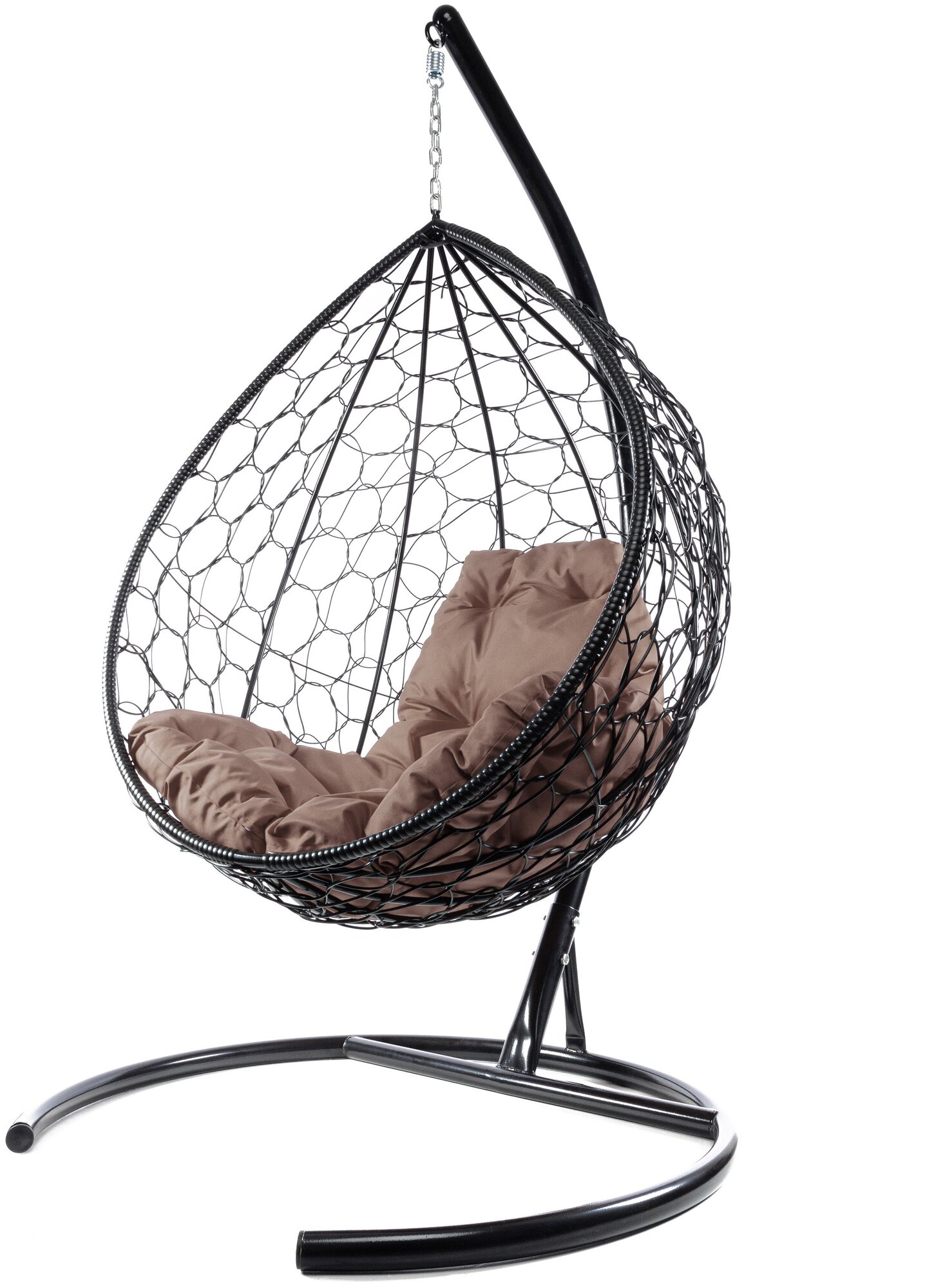 Подвесное кресло m-group круглый ротанг чёрное, коричневая подушка - фотография № 3