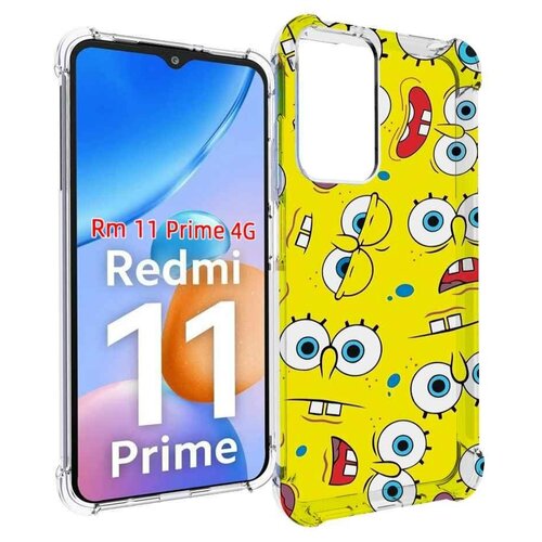 Чехол MyPads много-спанч-боба для Xiaomi Redmi 11 Prime 4G задняя-панель-накладка-бампер