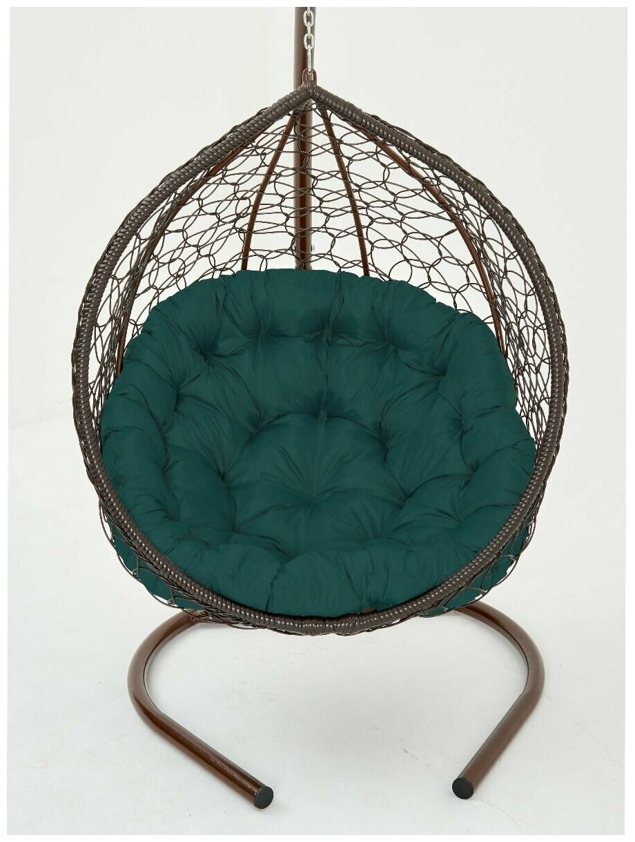 Подвесное кресло-кокон Yova Bubble из эко-ротанга, стойка венге, подушка круглая зеленая - фотография № 5