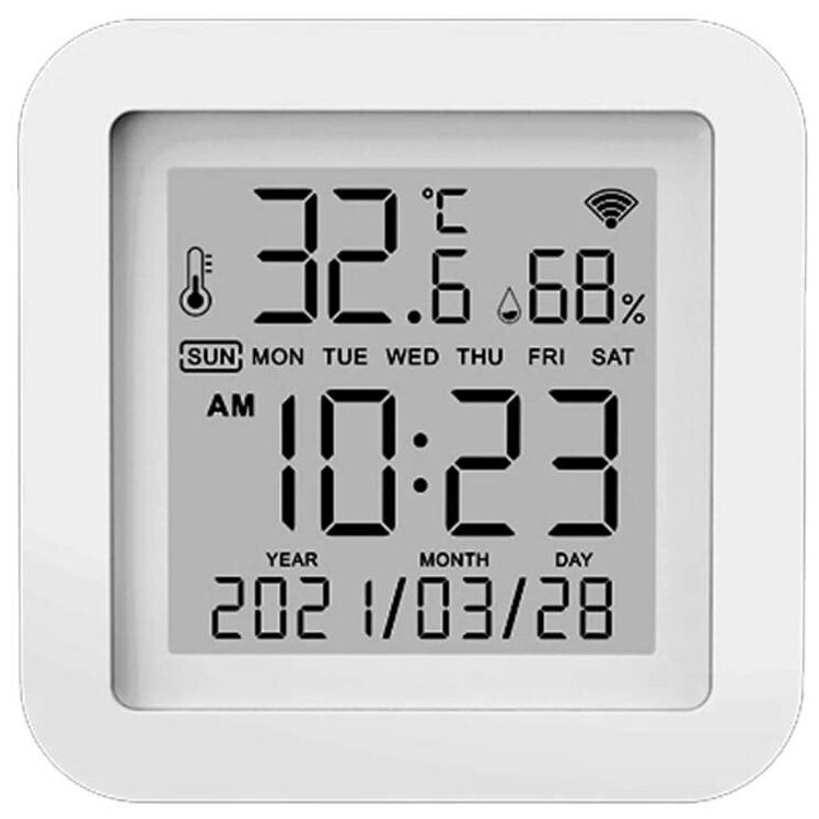 Датчик температуры и влажности WIFI беспроводной, LCD экран, управление из приложения - фотография № 2