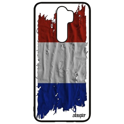 фото Защитный чехол для смартфона // xiaomi redmi note 8 pro // "флаг франции на ткани" патриот дизайн, utaupia, белый