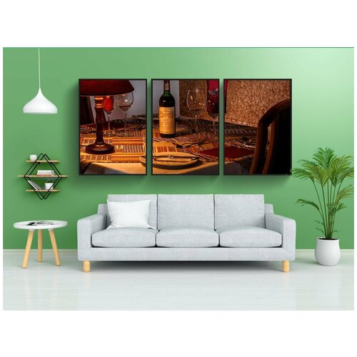 фото Набор модулных постеров для интерьера "обеденный стол, ресторан, обедать" 60x90 см. в тубусе, без рамки lotsprints