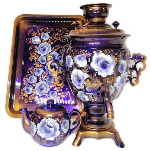Самовар электрический набор Кобальт Гжель желудь 3 литра 1850000₽