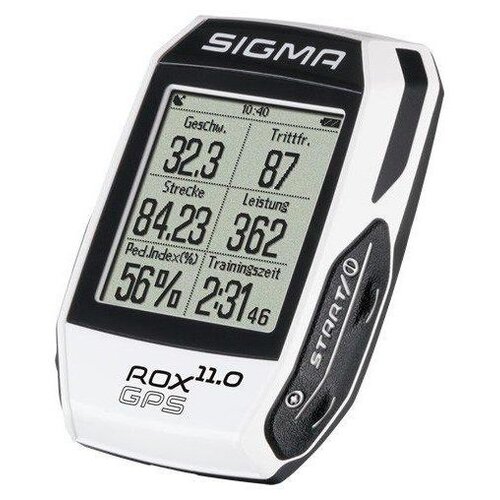 Велокомпьютер Sigma, ROX GPS SET 11.0, 01009,102 функции,белый,встроенная STRAVA,каденс,пульсометр,альтиметр,,Bluetooth Smart