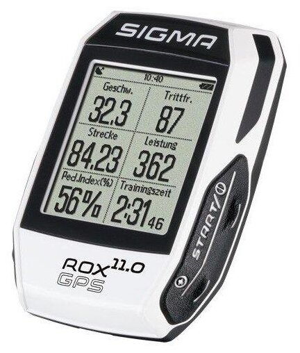 Велокомпьютер Sigma, ROX GPS SET 11.0, 01009,102 функции,белый,встроенная STRAVA,каденс,пульсометр,альтиметр,,Bluetooth Smart