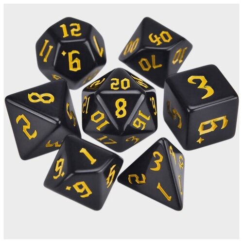 Набор кубиков для настольных ролевых игр (Dungeons and Dragons, DnD, D&D, Pathfinder) - Черно-желтые