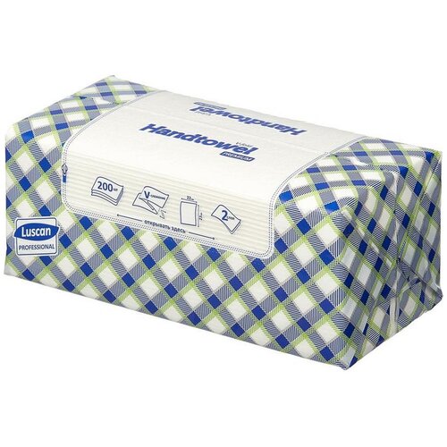 Полотенца бумажные листовые Luscan Professional 2-слойные 200 лист/уп, белый, первичная целлюлоза, Туалетная бумага и полотенца  - купить со скидкой