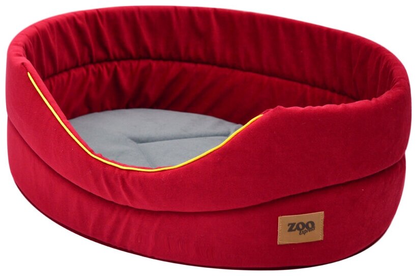 Лежак для собак и кошек ZOOexpress Ампир №2, 43х30х16 см, бордовый/серый