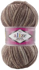 Пряжа Alize Superwash Comfort Socks (Ализе Супервош) - 2 мотка, коричневый меланж (7678), 75% шерсть супервош, 25% полиамид, 420м/100г