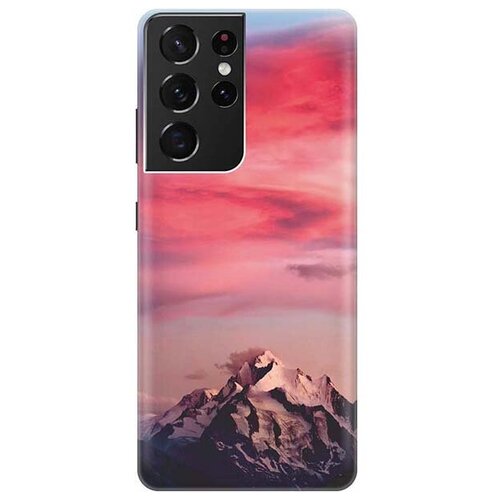фото Ультратонкий силиконовый чехол-накладка для samsung galaxy s21 ultra с принтом "горы и небо" gosso
