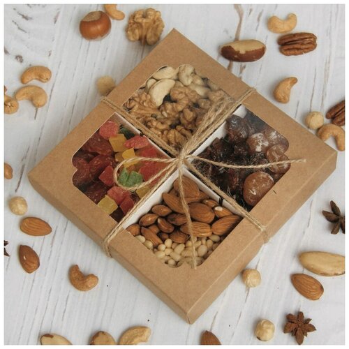 фото Подарочный набор из орехов и сухофруктов/ набор 6 бомба вкуса / крафтовая коробка nutsbox